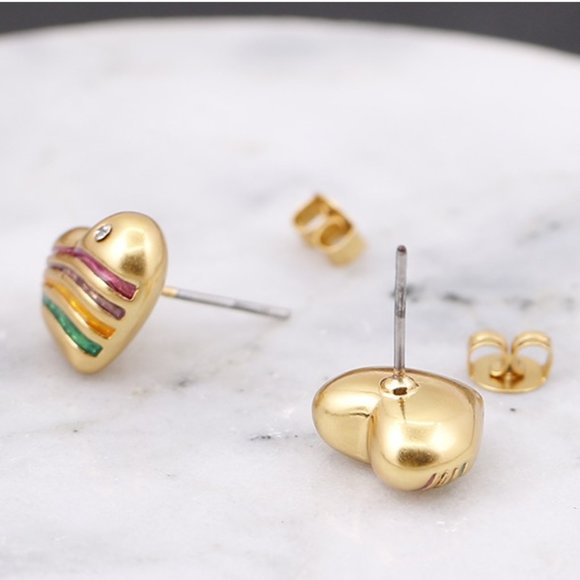 Coach Rainbow Heart Stud Earrings - Picture 2 of 3